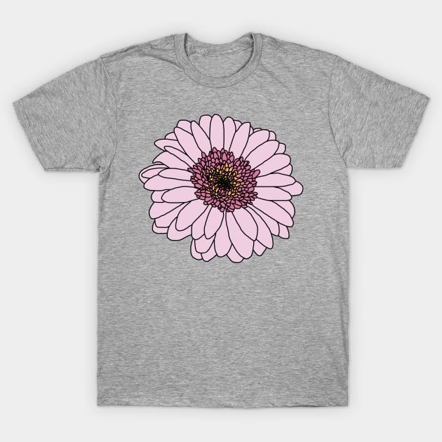 Pink Gerbera Floral Drawing T-Shirt by ellenhenryart